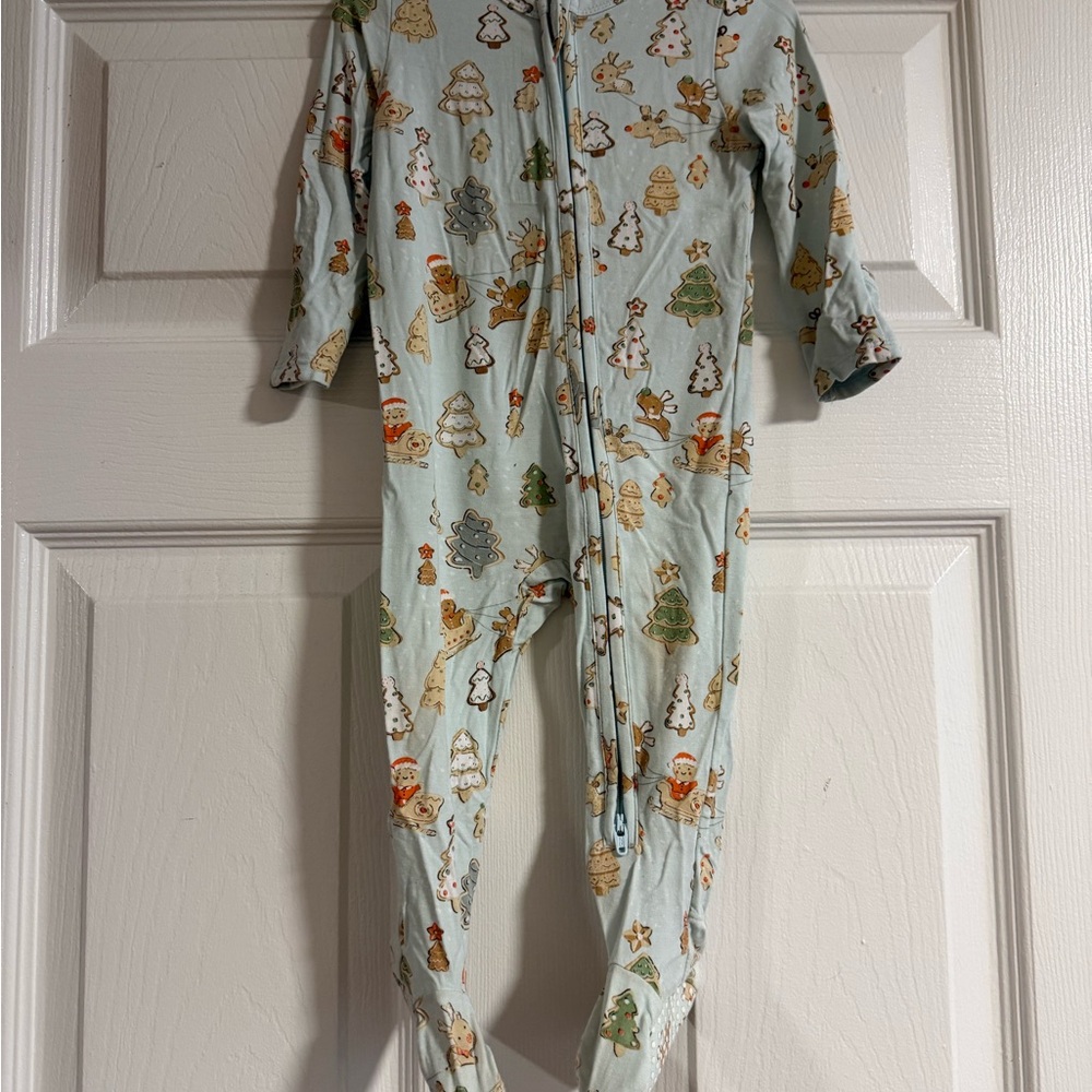 Angel Dear Blue Festive Print Footie